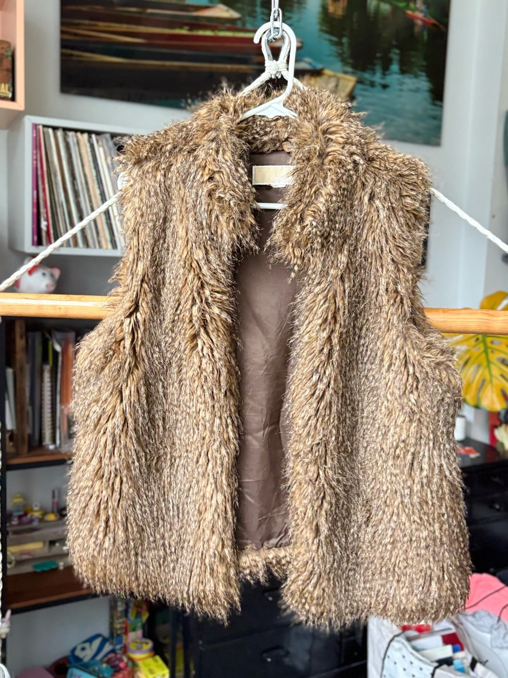 Michael Kors Brown Faux Fur Trim Jacket Lining Detail